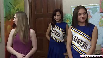 Lesbian cheerleader licked by her member