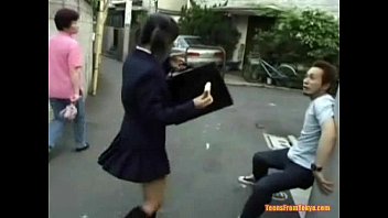 A young Asian girl in a school uniform is running al from http://alljapanese.net