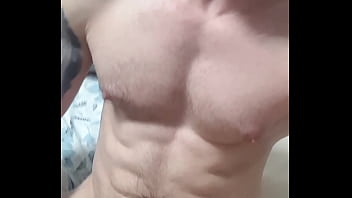 Young bodybuilder is jerking off in home with cumshot at the end